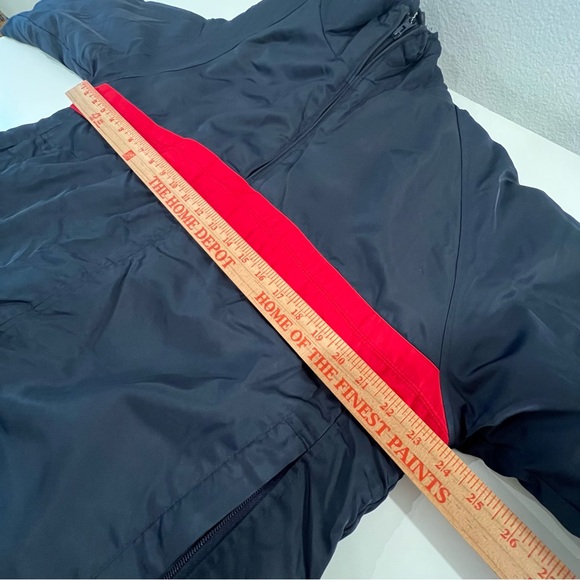 Vintage J Crew Men's Anorak Half Zip Hooded Jacket S Blue Red Fleece Interior - Picture 7 of 8